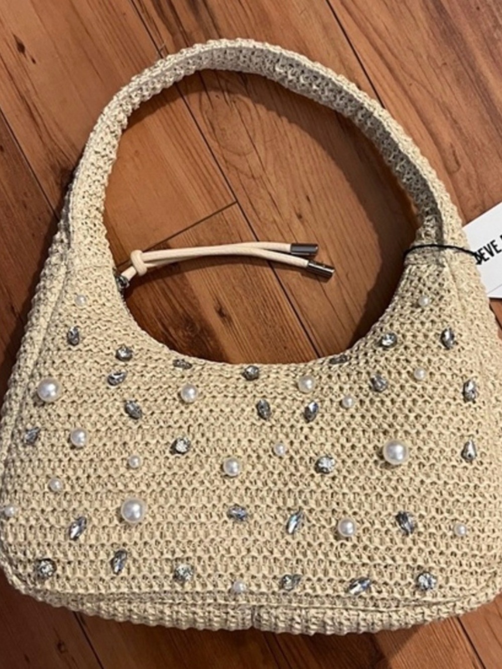 Steve Madden Pearl Bead Embellished Woven Shoulder Bag::NWT::Mermaidcore::VACAY